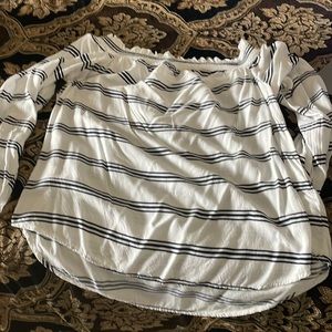 White shirt with blue striped shirt